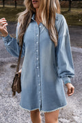 Beau Blue Risen Medium Washed Denim Shirt Dress Dear-Lover Dropshipping