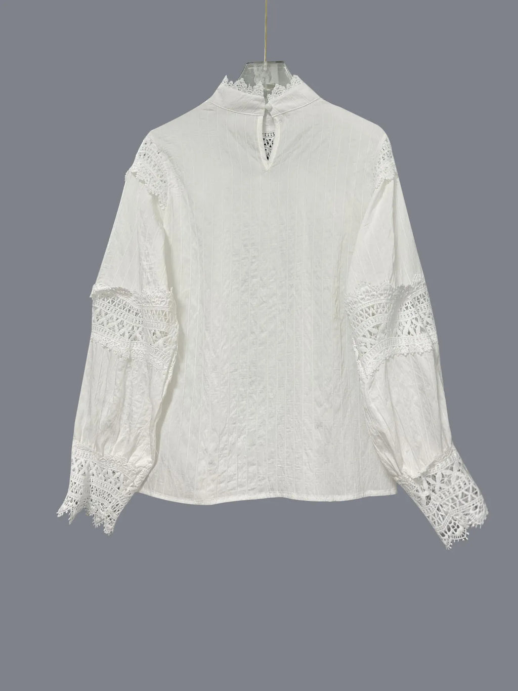 Crochet Lace Detail Long Sleeve Blouse.