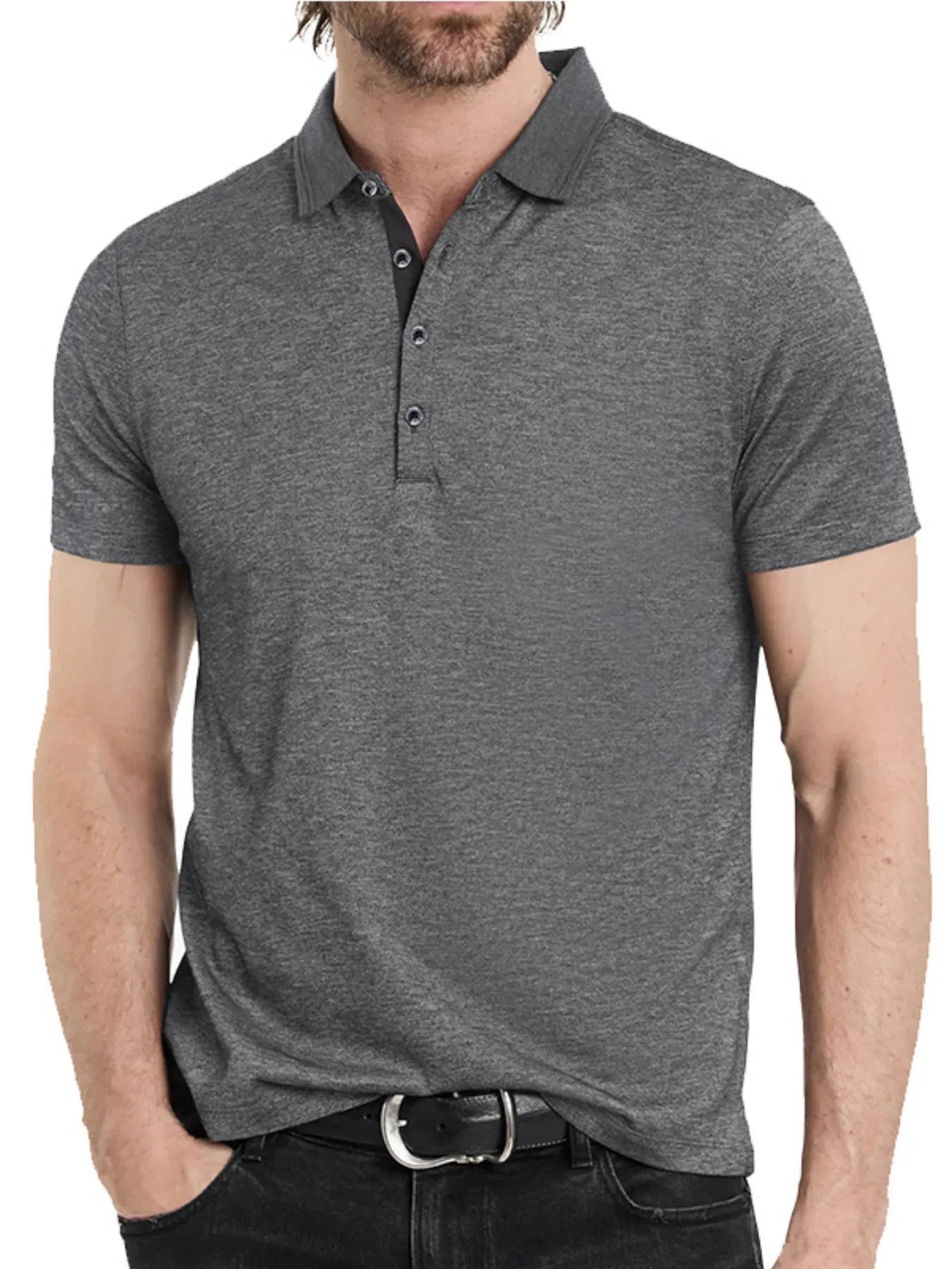 Men's Classic Heathered Short Sleeve Polo Shirt.