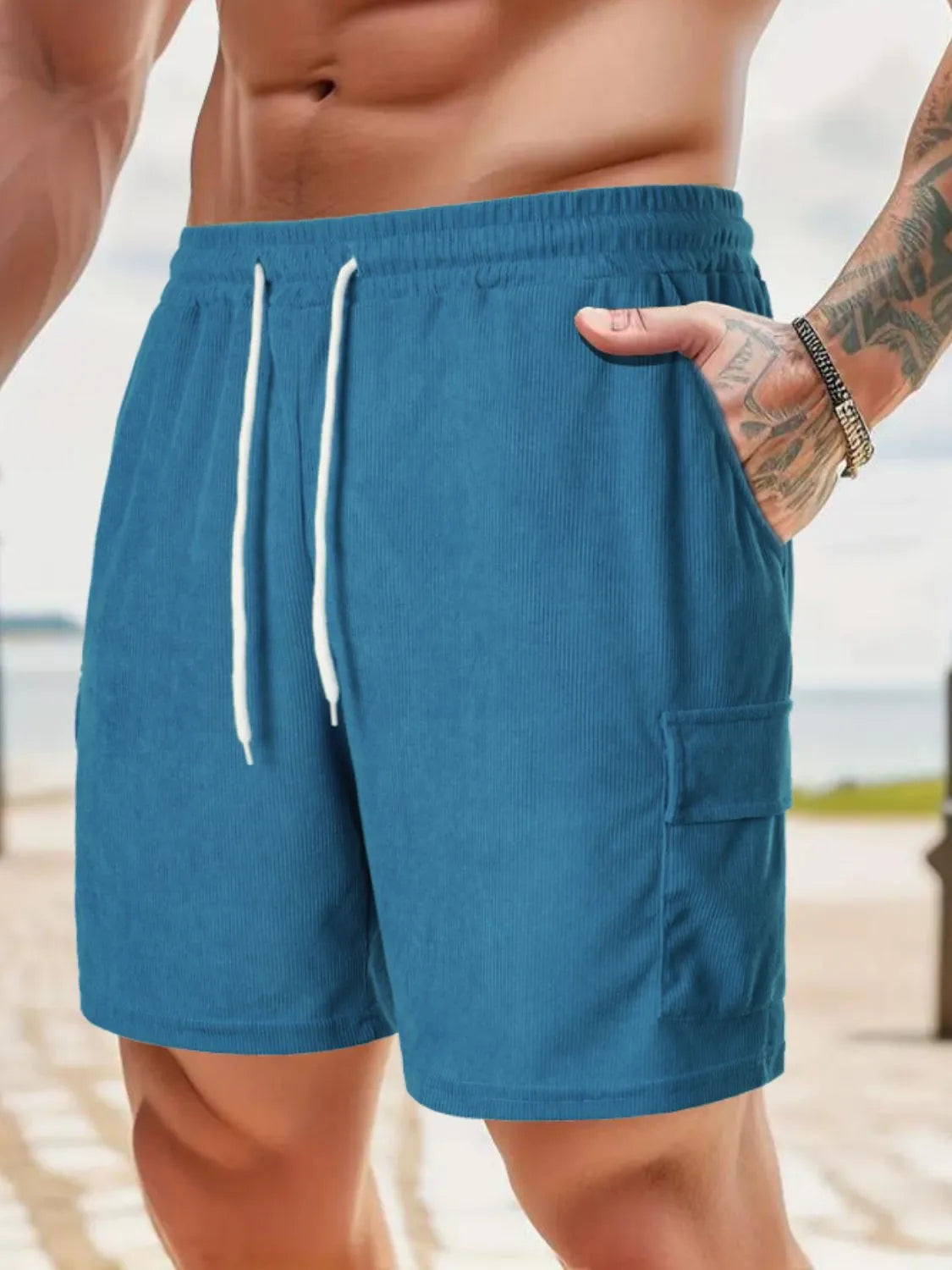 Men's Drawstring Shorts with Pockets.