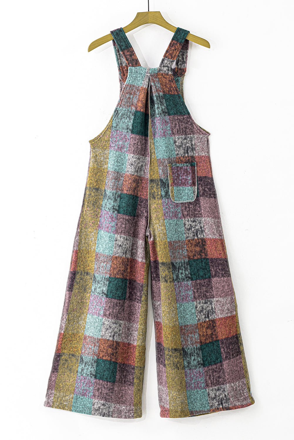 Multicolour Brushed Checkered Wide Leg Overalls Dear-Lover Dropshipping