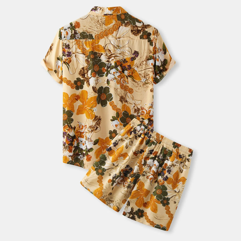 Men's Button Up Shirt and Shorts Set.