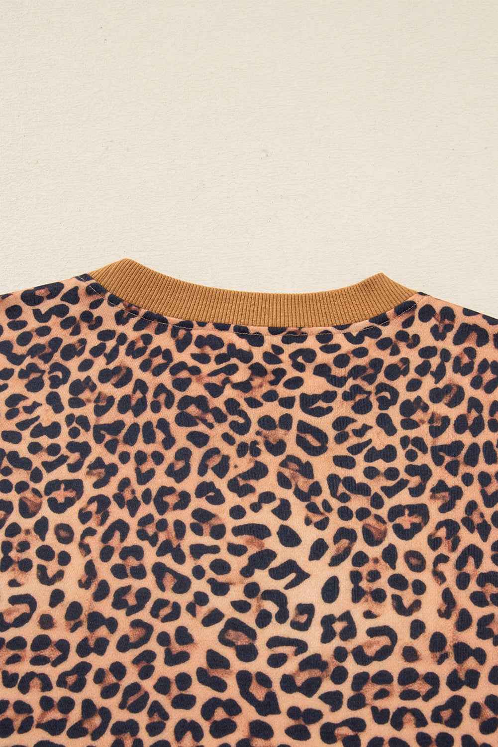 Khaki Leopard Pullover and Pants 2pcs Outfit with Bow Embroidery