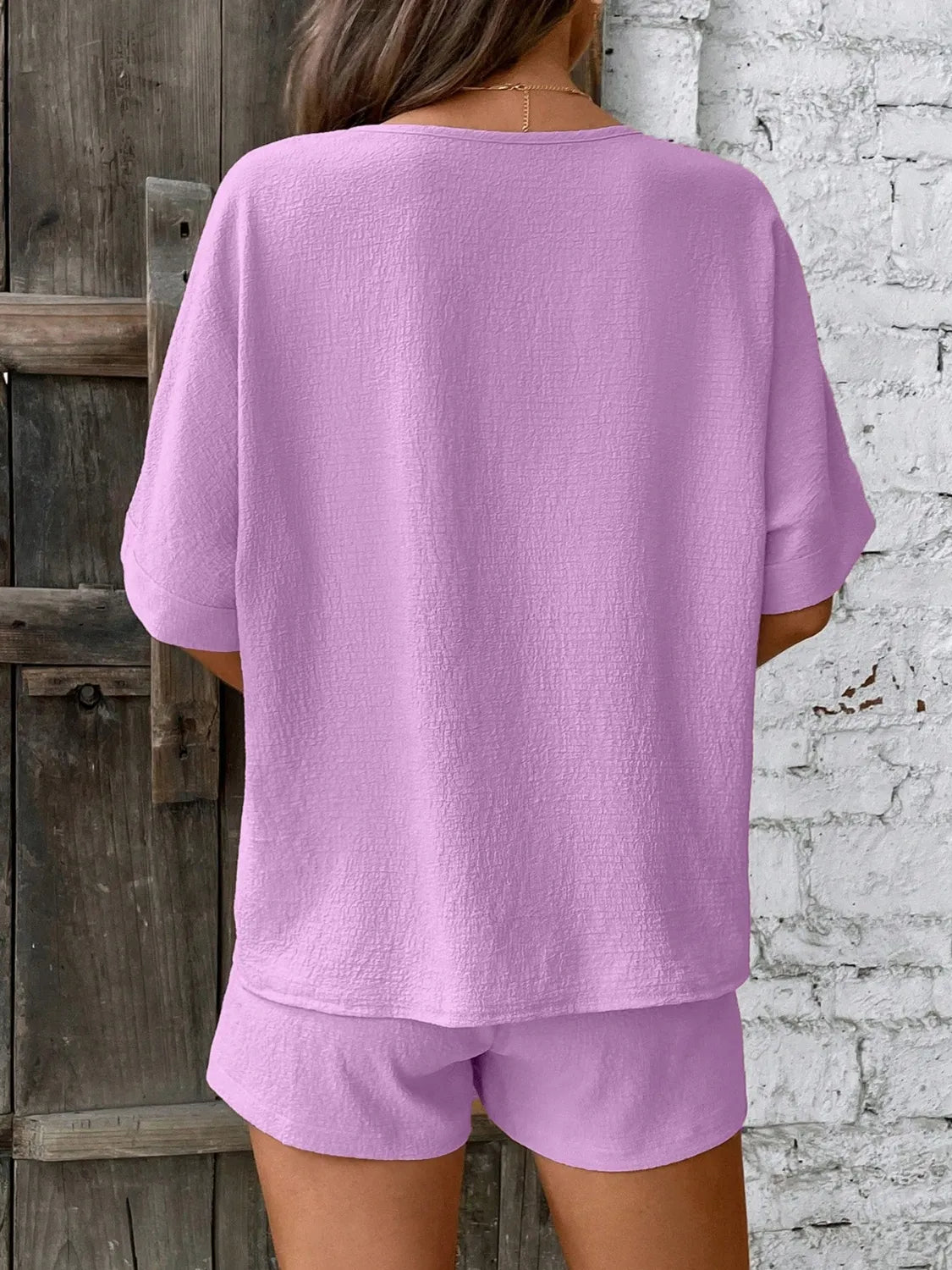 V-Neck Half Sleeve Top and Shorts women Set - CHIC TB