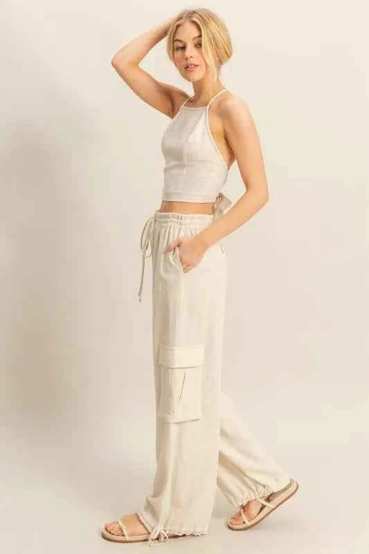 Crop Top and Cargo Pants Set