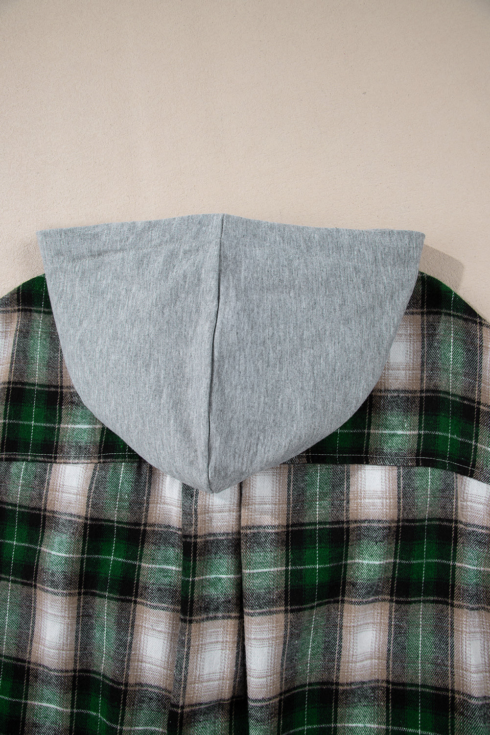 Green Plaid Print Chest Pocket Buttoned Hooded Shacket Dear-Lover Dropshipping