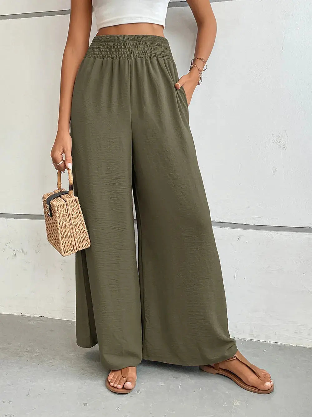Perfee Wide Leg Pants with Pockets - CHIC TB