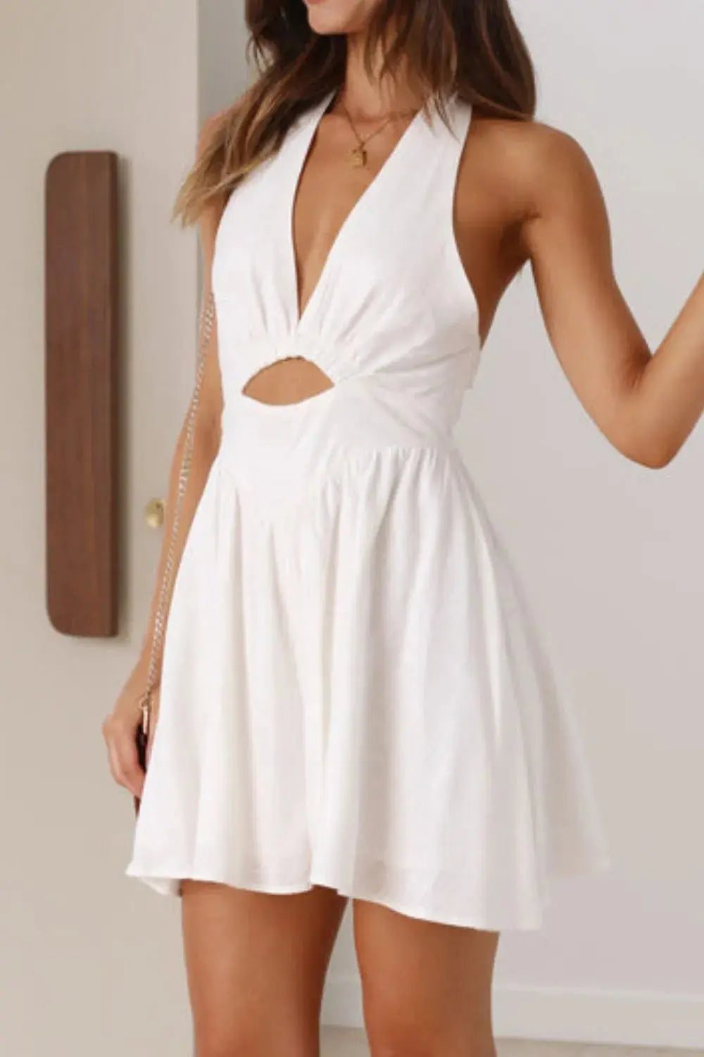 Cutout Halter Neck Mini Dress.