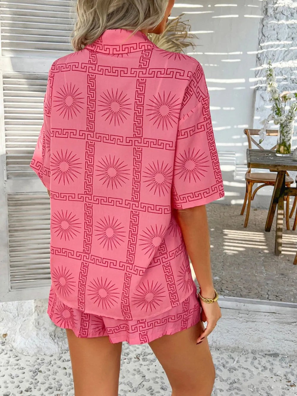 Buttoned Shirt and Shorts Set - CHIC TB
