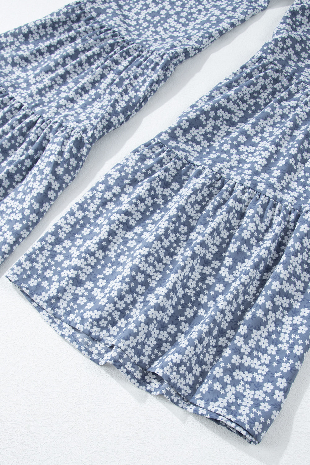 Dusk Blue Thin Straps Smocked Bodice Wide Leg Floral Jumpsuit Dear-Lover Dropshipping