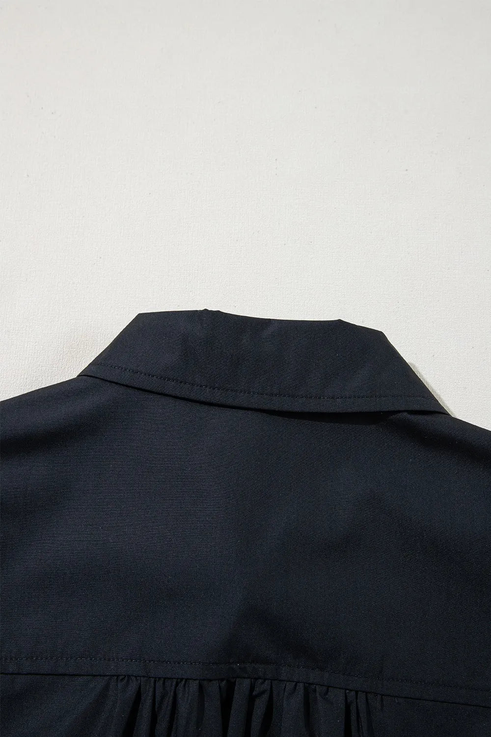 Button Up Tie Waist Puff Sleeve Mini Shirt Dress.