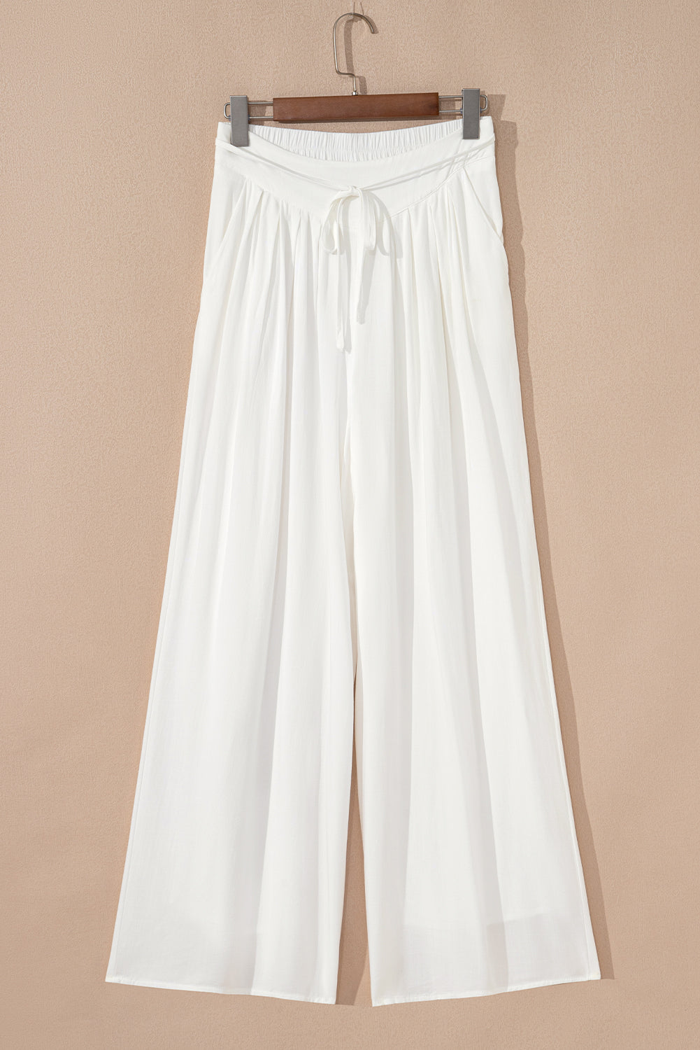 White Solid Drop Waist Pleated Wide Leg Casual Pants Dear-Lover Dropshipping
