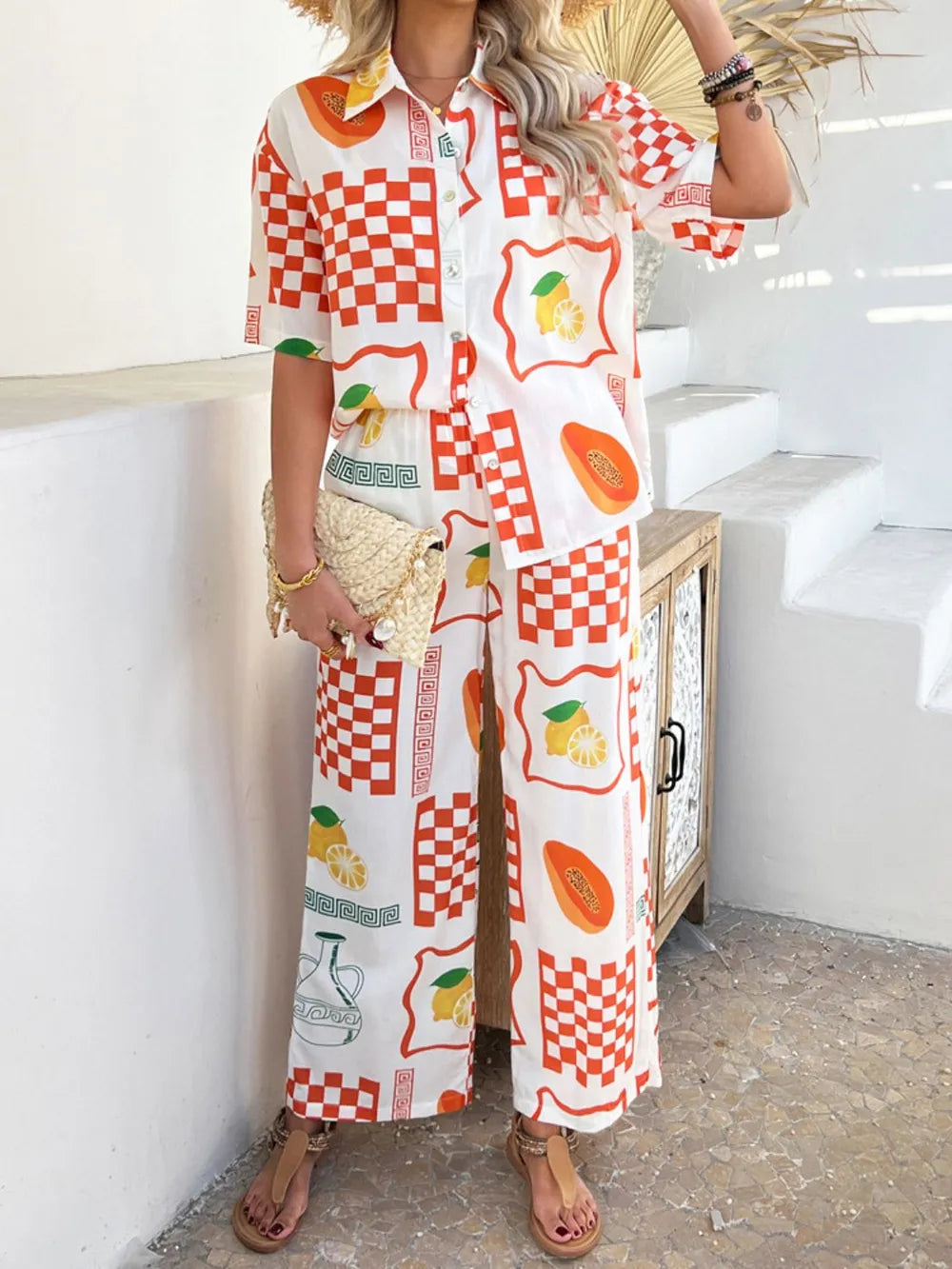 Half Sleeve Top and Pants Set - CHIC TB