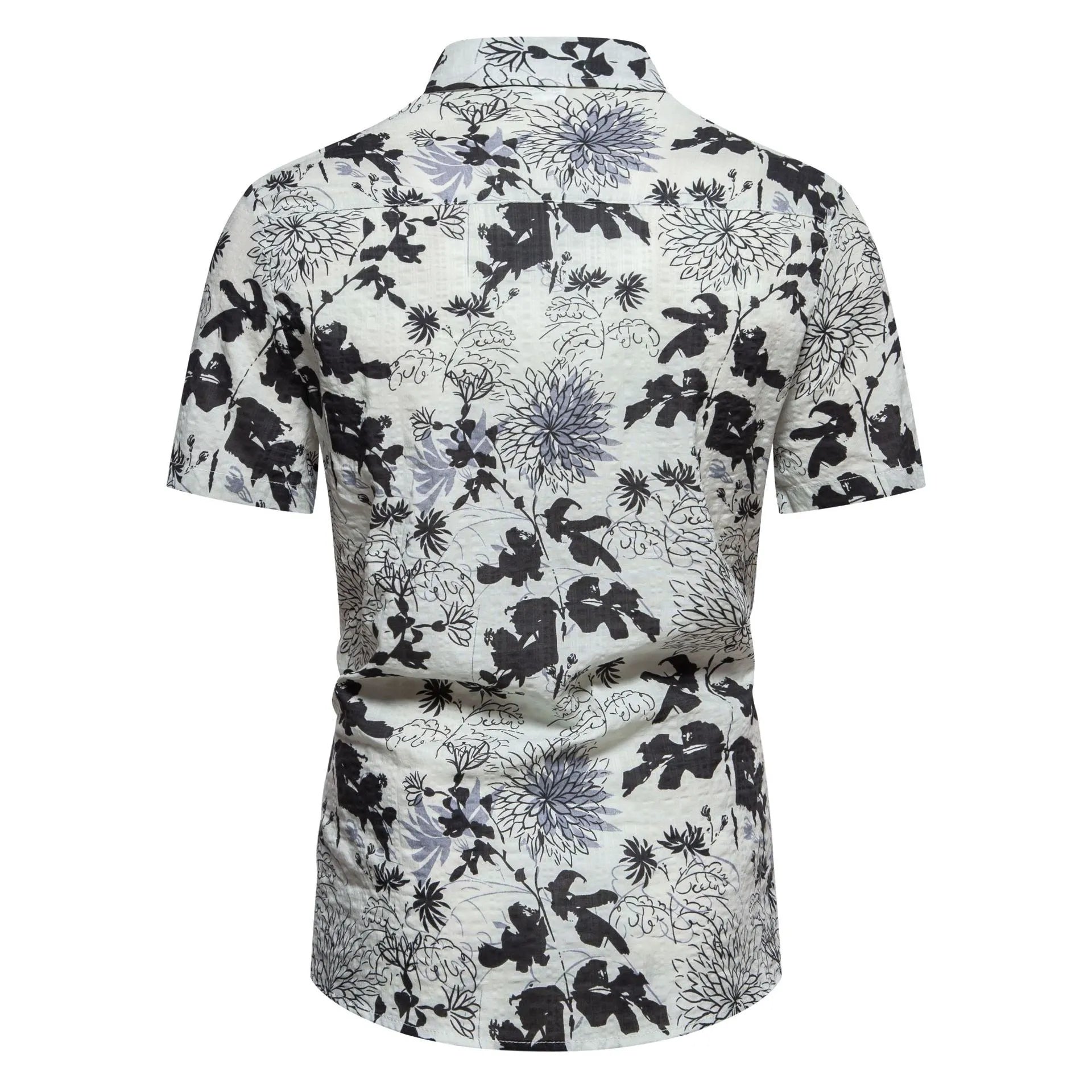 Men's Plus Size Floral Print Short Sleeve Button Down Shirt.