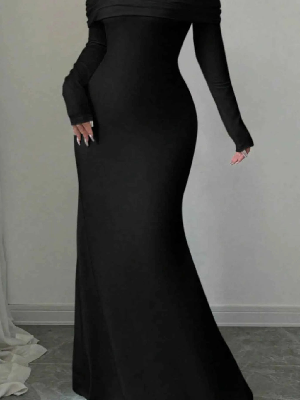 Off-Shoulder Long Sleeve Bodycon Maxi Dress