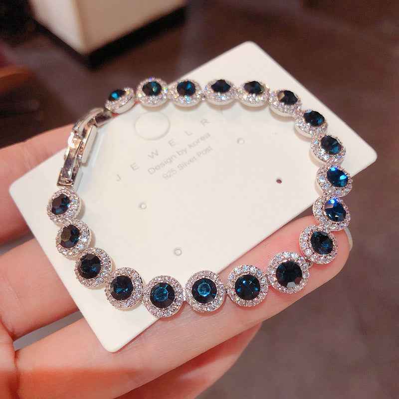 Glacier Blue Zirconia Bracelet Ins Style Korean  Dainty Bangle Luxury Premium Wrist Jewelry