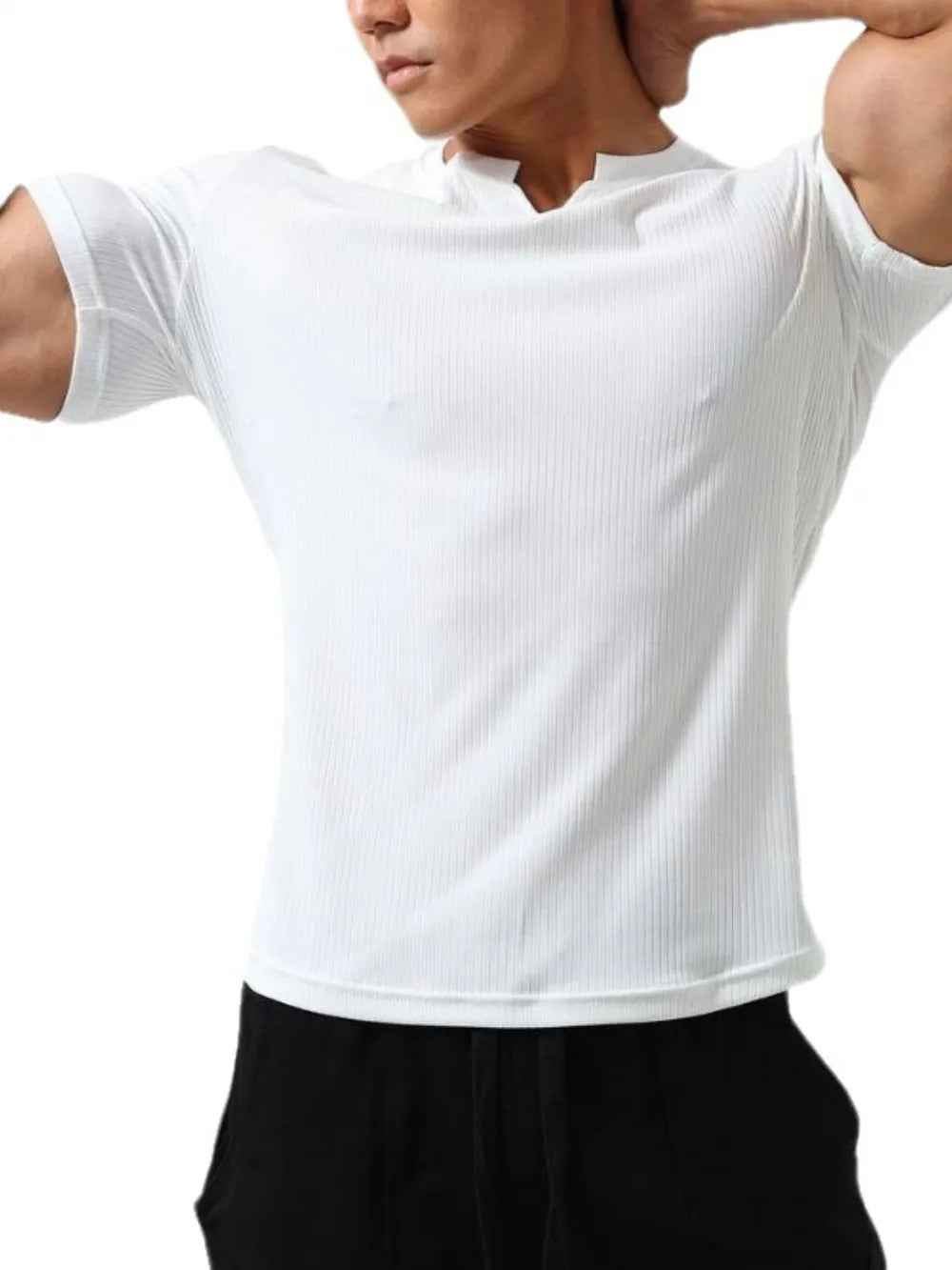 Men's Plus Size Notched Short Sleeve T-Shirt.