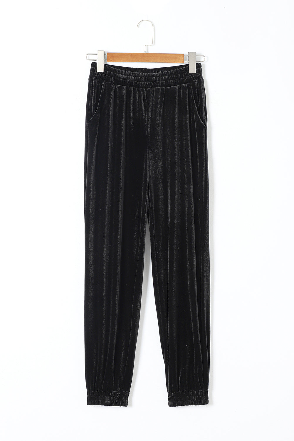 Black Solid Velvet Jogger Pants Dear-Lover Dropshipping