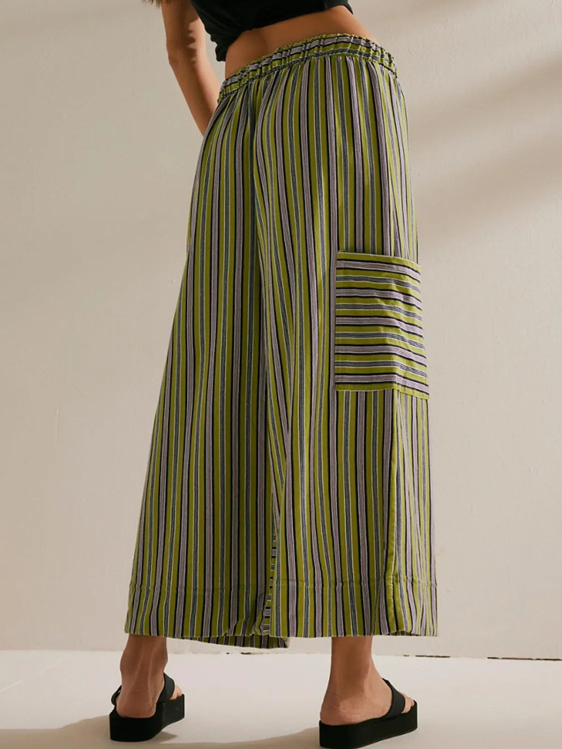 Contrast Striped Wide leg Pants.
