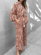 Zebra Print Relaxed Fit Two Piece Casual Matching Set