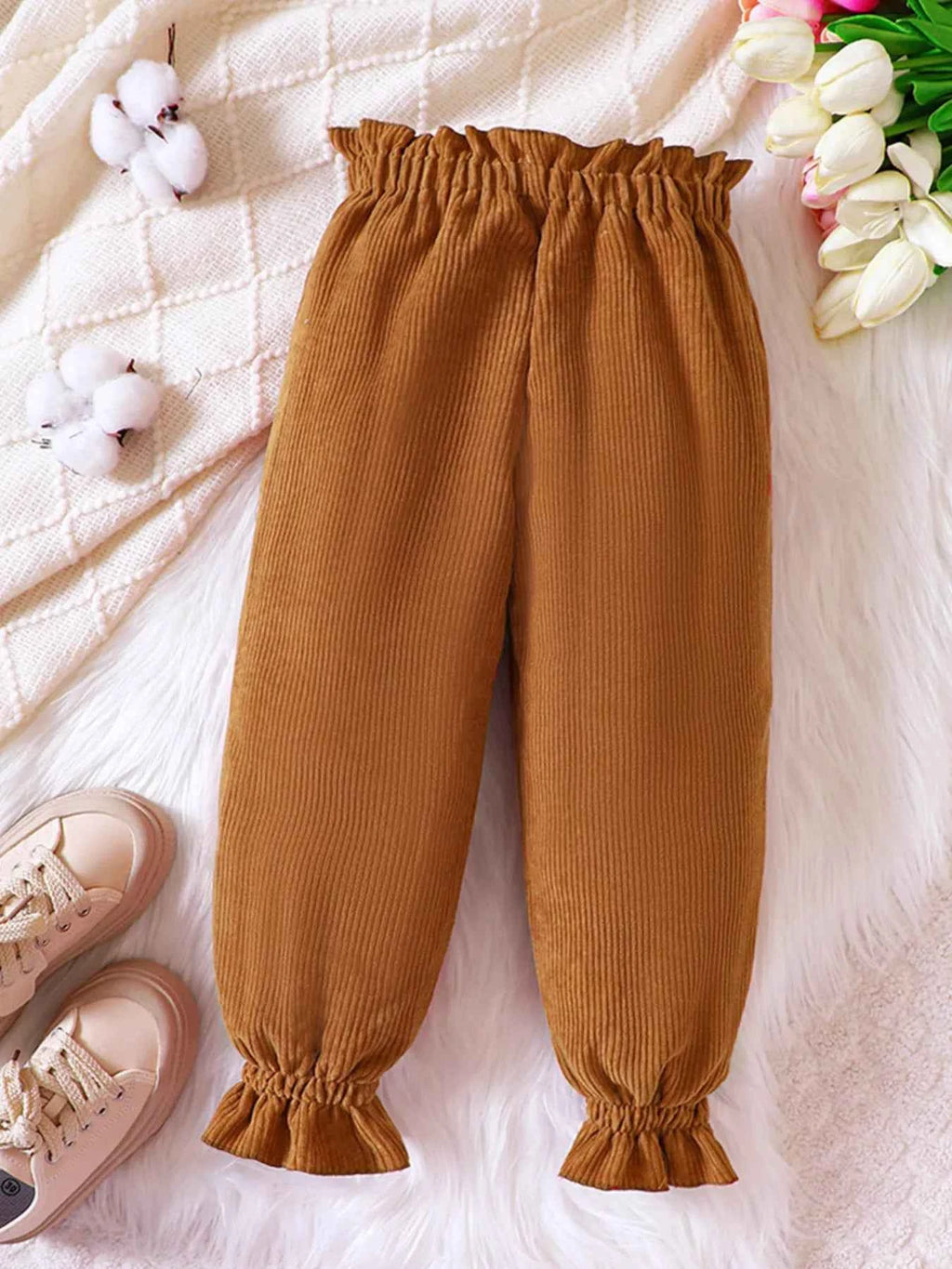 Children's Ruffled Hem Corduroy Pants