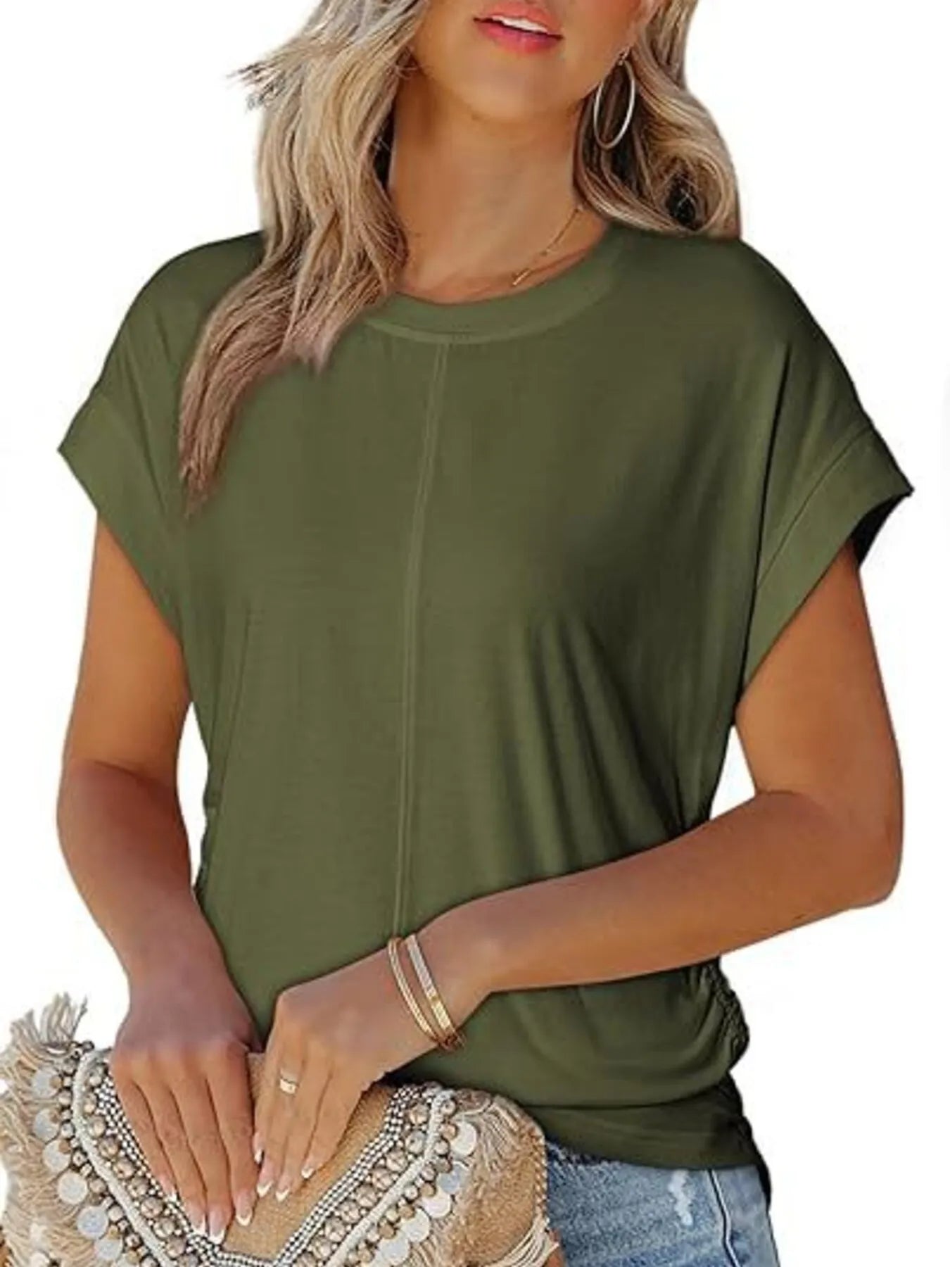 Round Neck Short Sleeve women  T-Shirt.