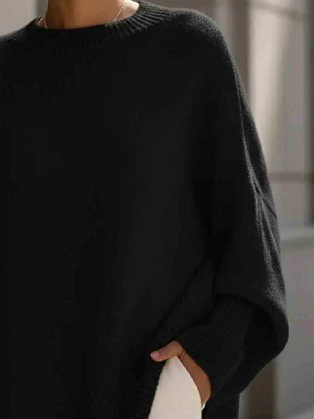 Oversized Batwing Sleeve Round Neck Sweater