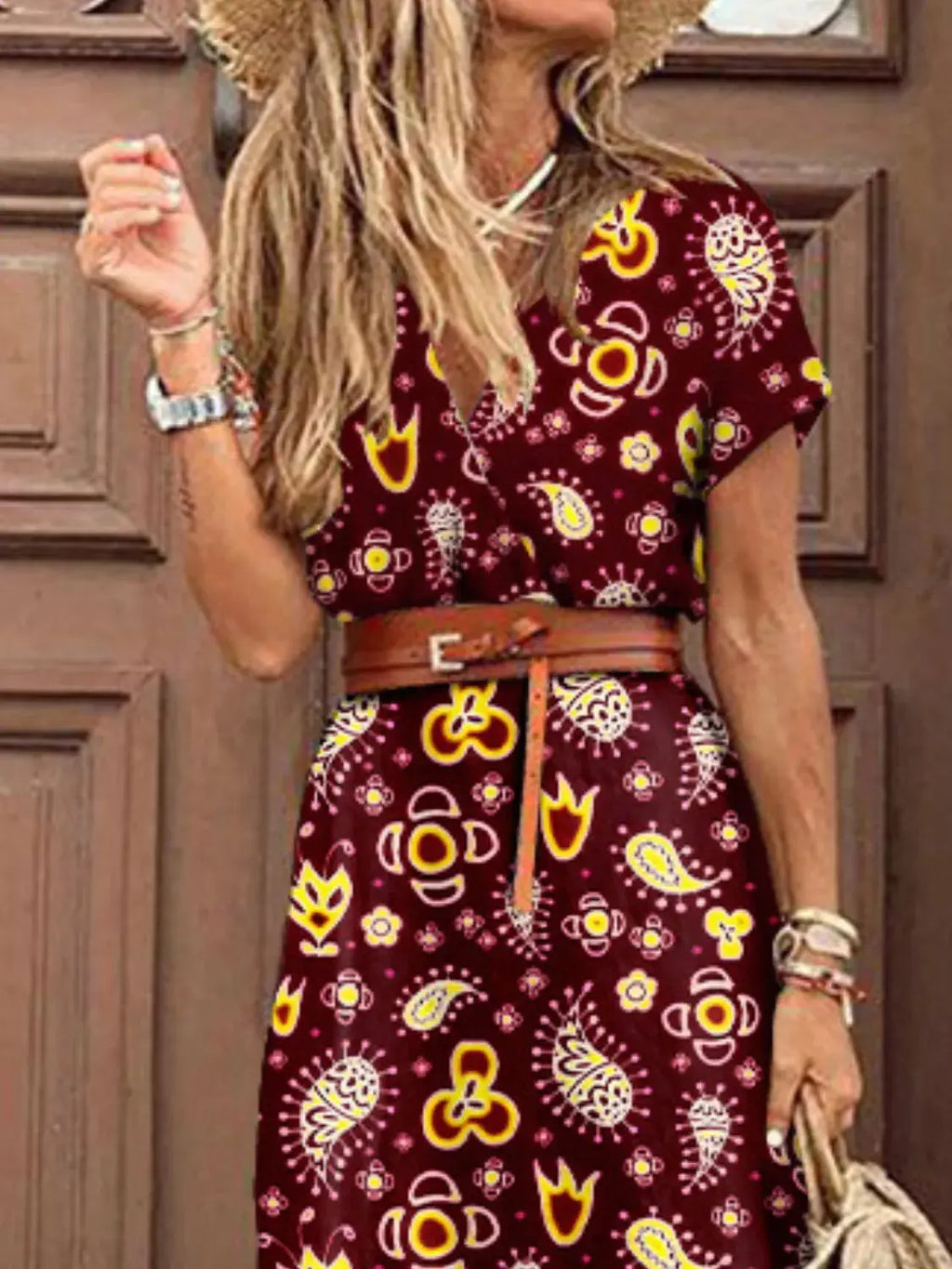 V-Neck Short Sleeve Maxi Dress Plus Size.