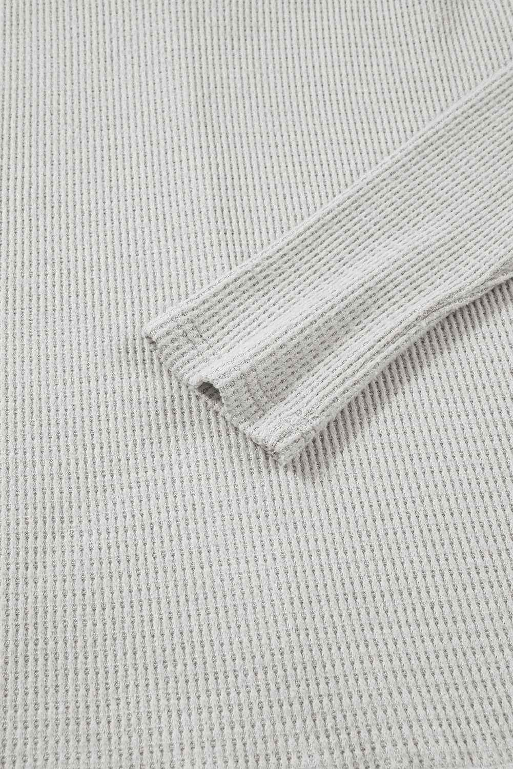 Light Grey Textured Knit Drawstring Cowl Neck Oversize Top with Side Slits