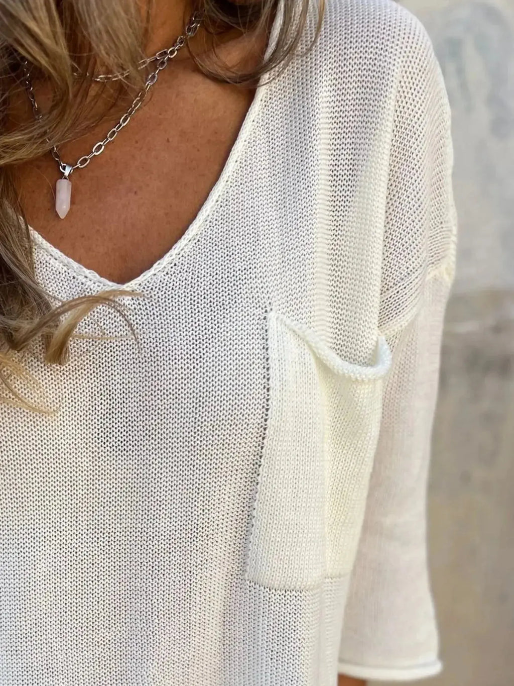 Full Size Casual V-Neck Knit Sweater Plus Size.