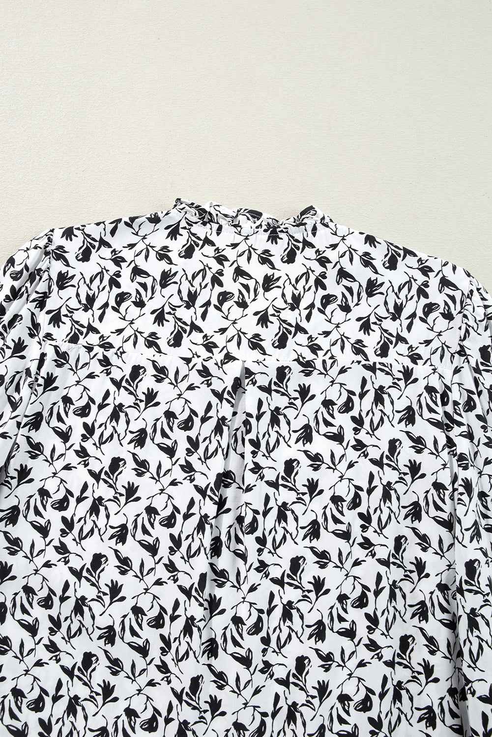 Black Printed Lace Detail Floral Puff Sleeve Fall Shirt