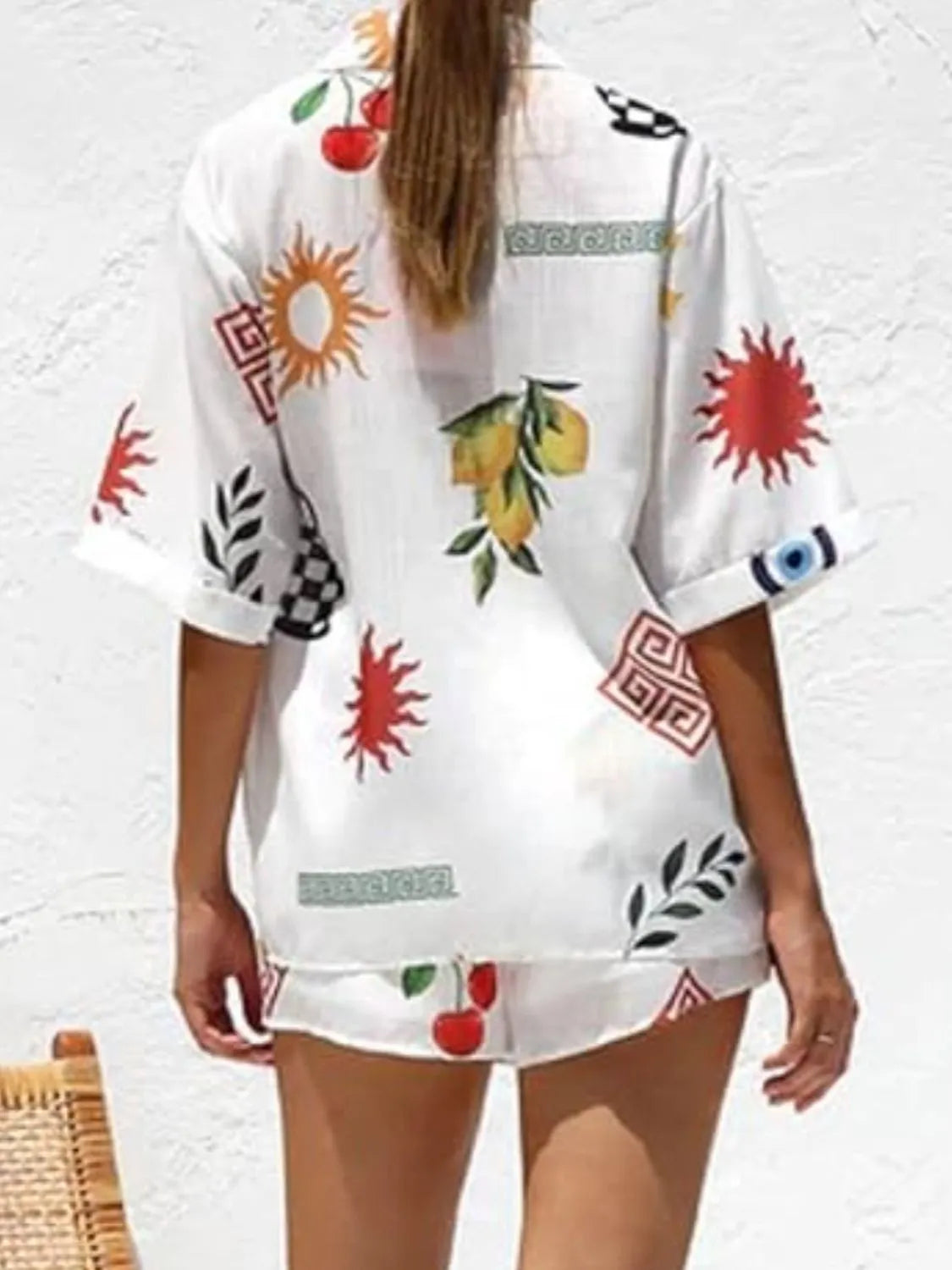 Button Up Top and Shorts Set WOMEN - CHIC TB