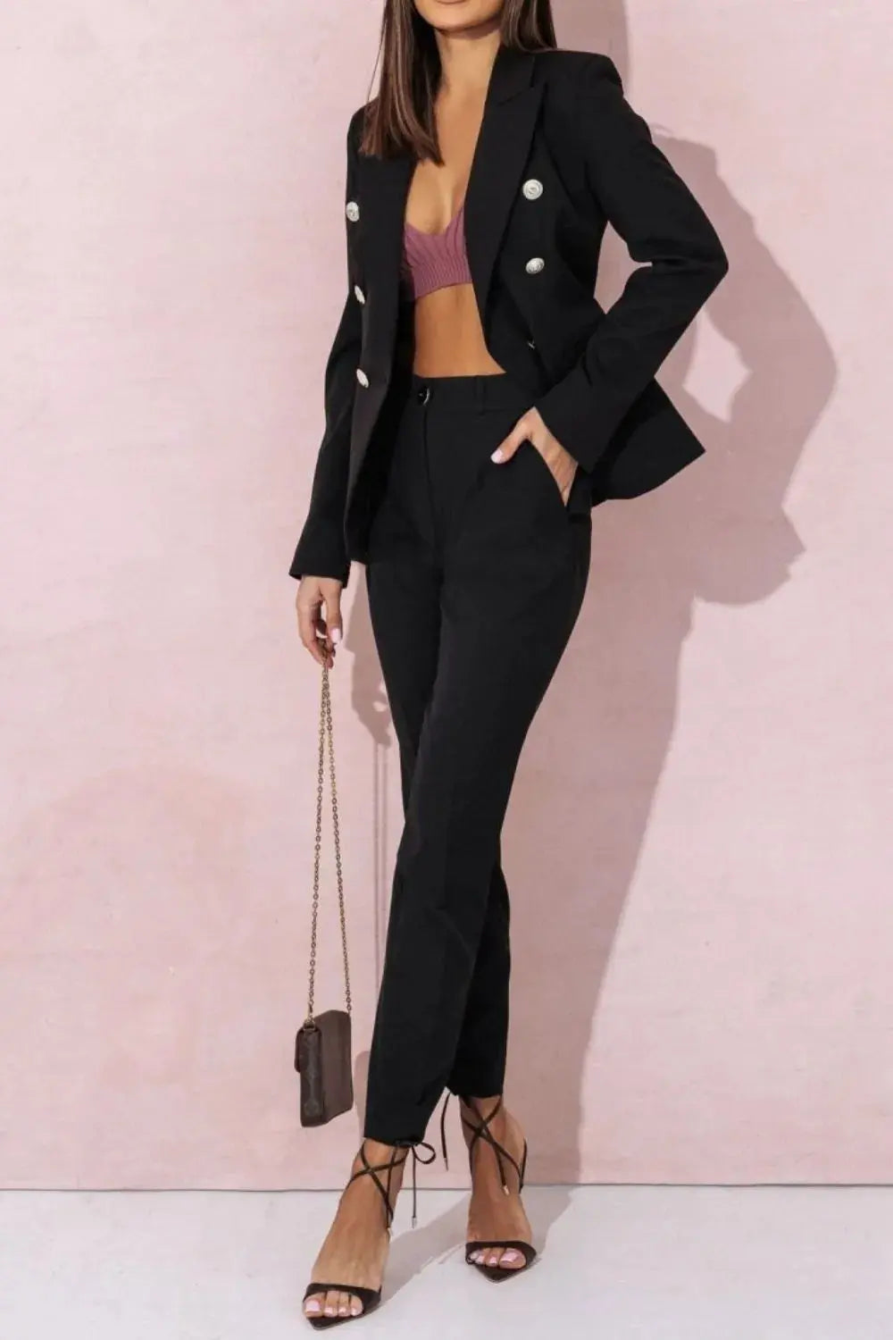 Long Sleeve Blazer and Pants Set Plus Size.