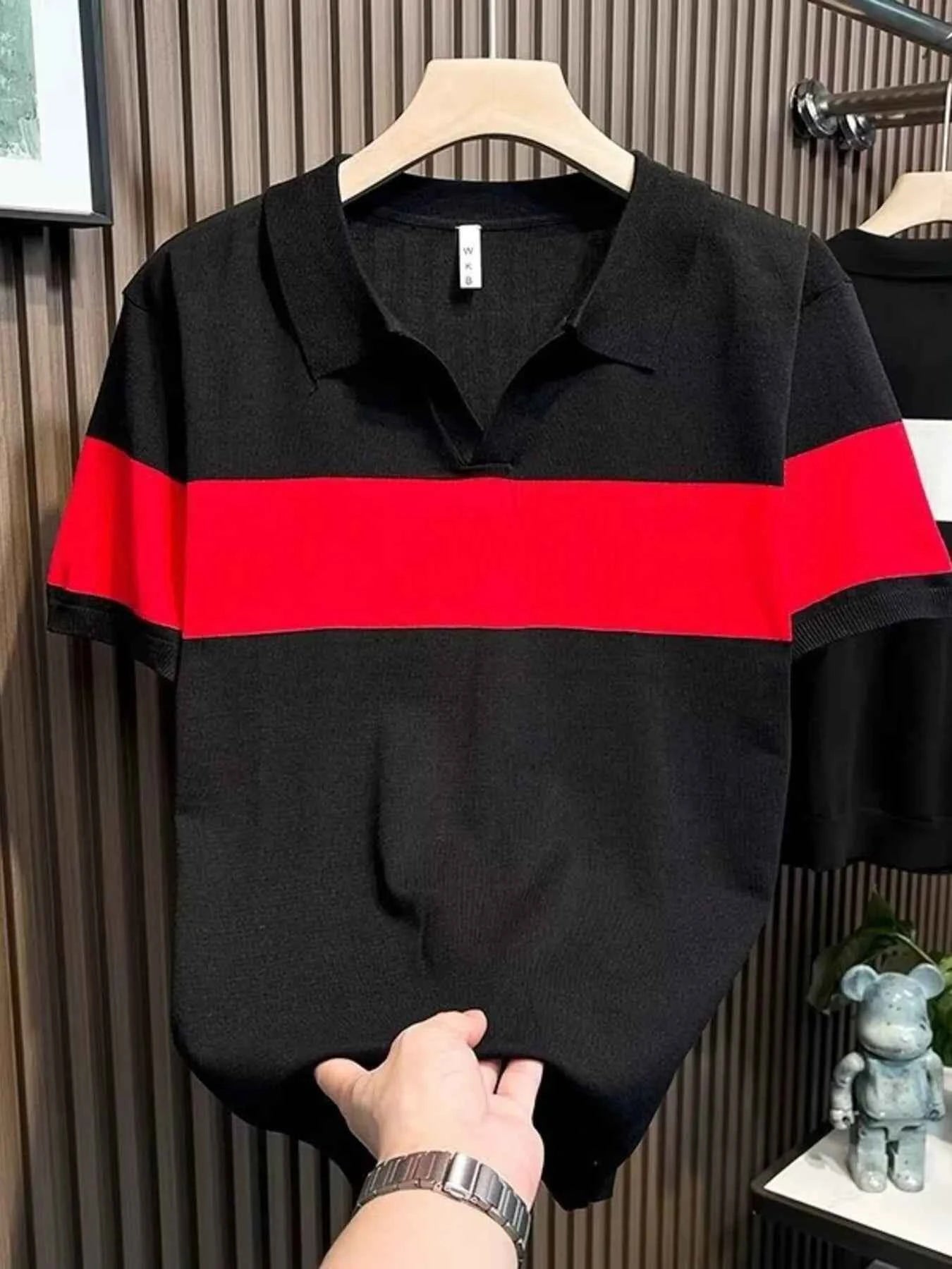 Men's Full Size Color Block Short Sleeve Polo Plus Size