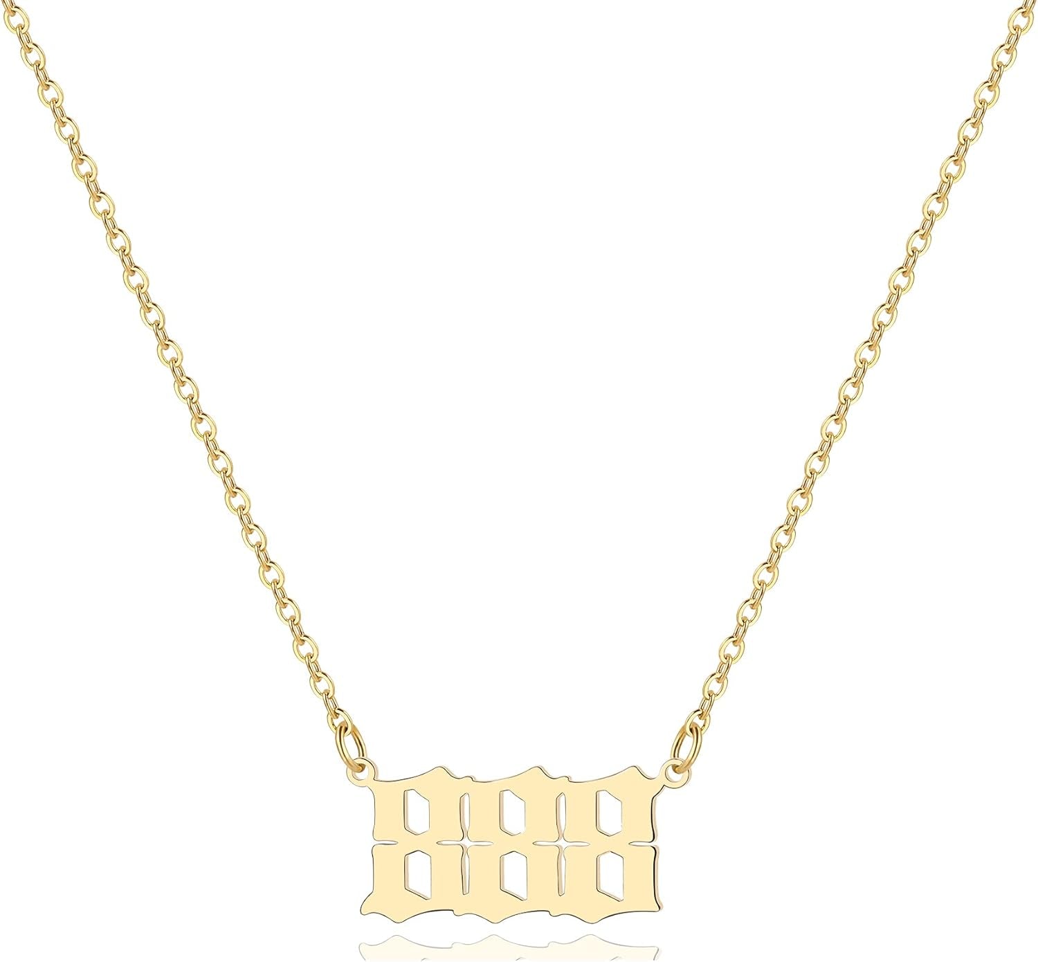 Angel Number Necklace for Women, 18K Gold Plated 000 111 222 333 444 555 666 777 888 999 Necklace Numerology Jewelry