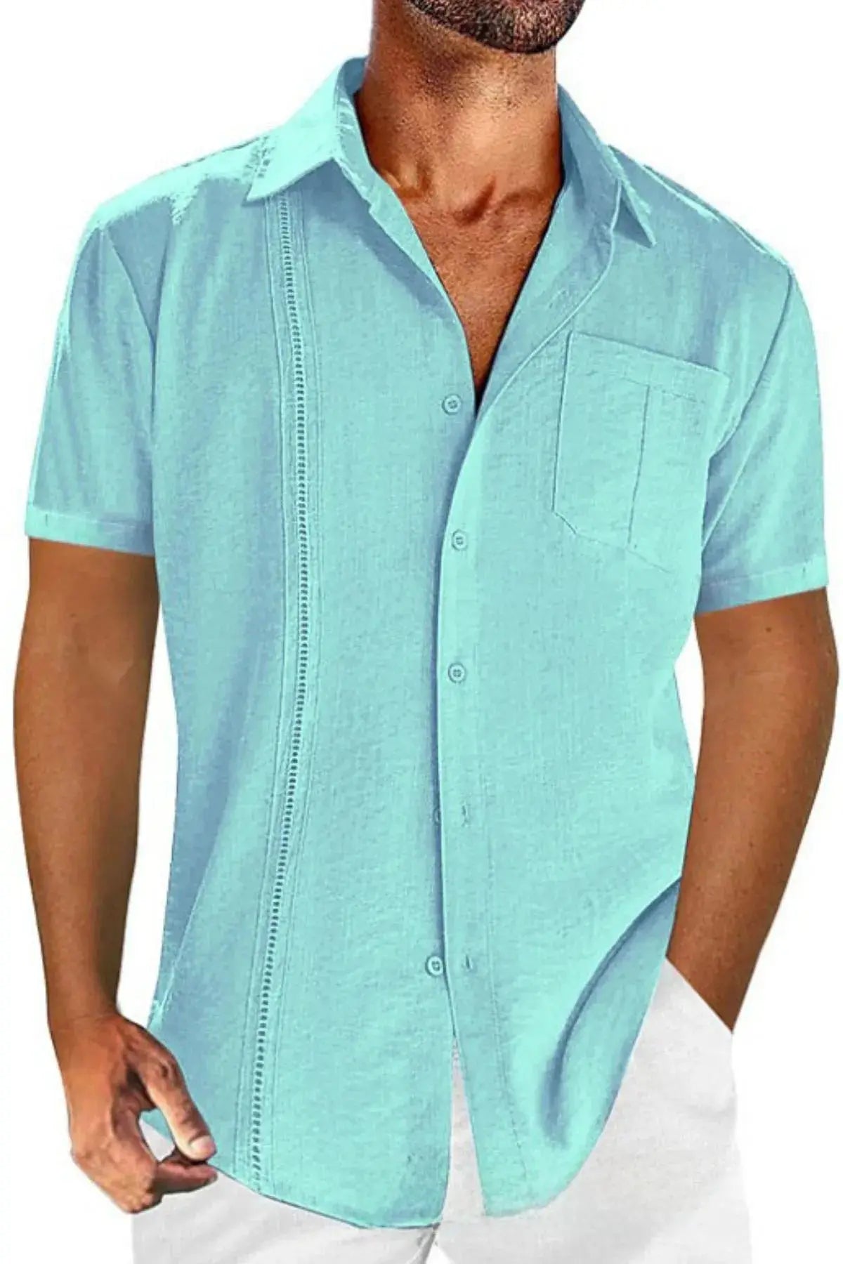 Men's Full Size Casual Short Sleeve Button Down Shirt Plus Size.