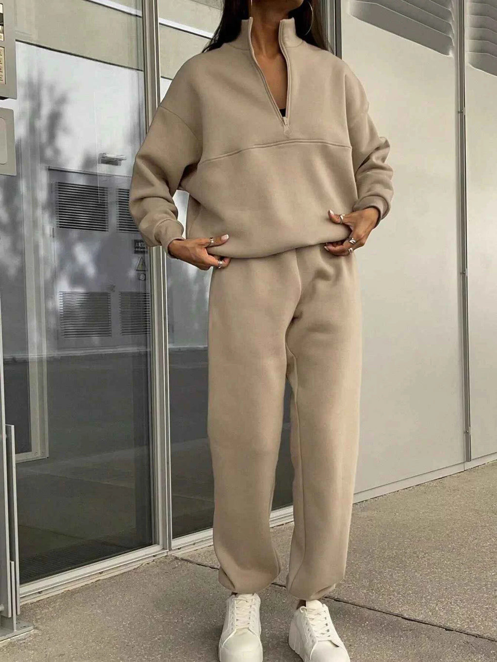 Half Zip Sweatshirt and Pants Set