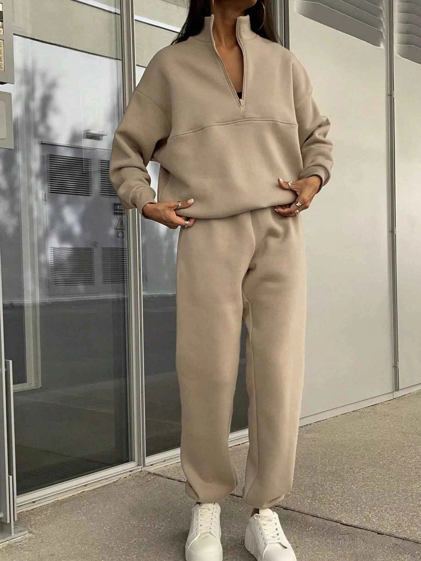 Half Zip Sweatshirt and Pants Set
