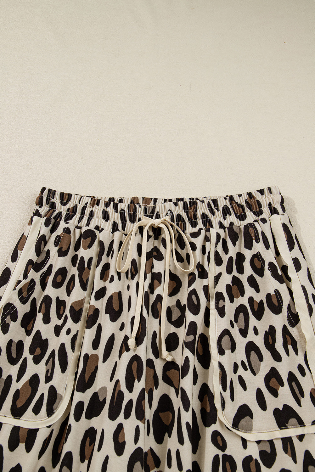 Khaki Leopard Wide Leg Cropped Pants Dear-Lover Dropshipping