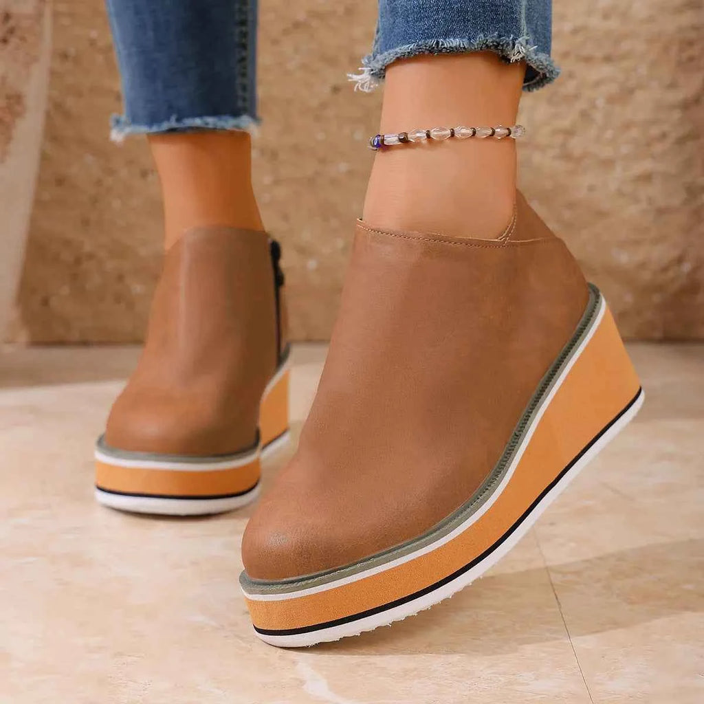 Wedge Ankle Boots with Zipper