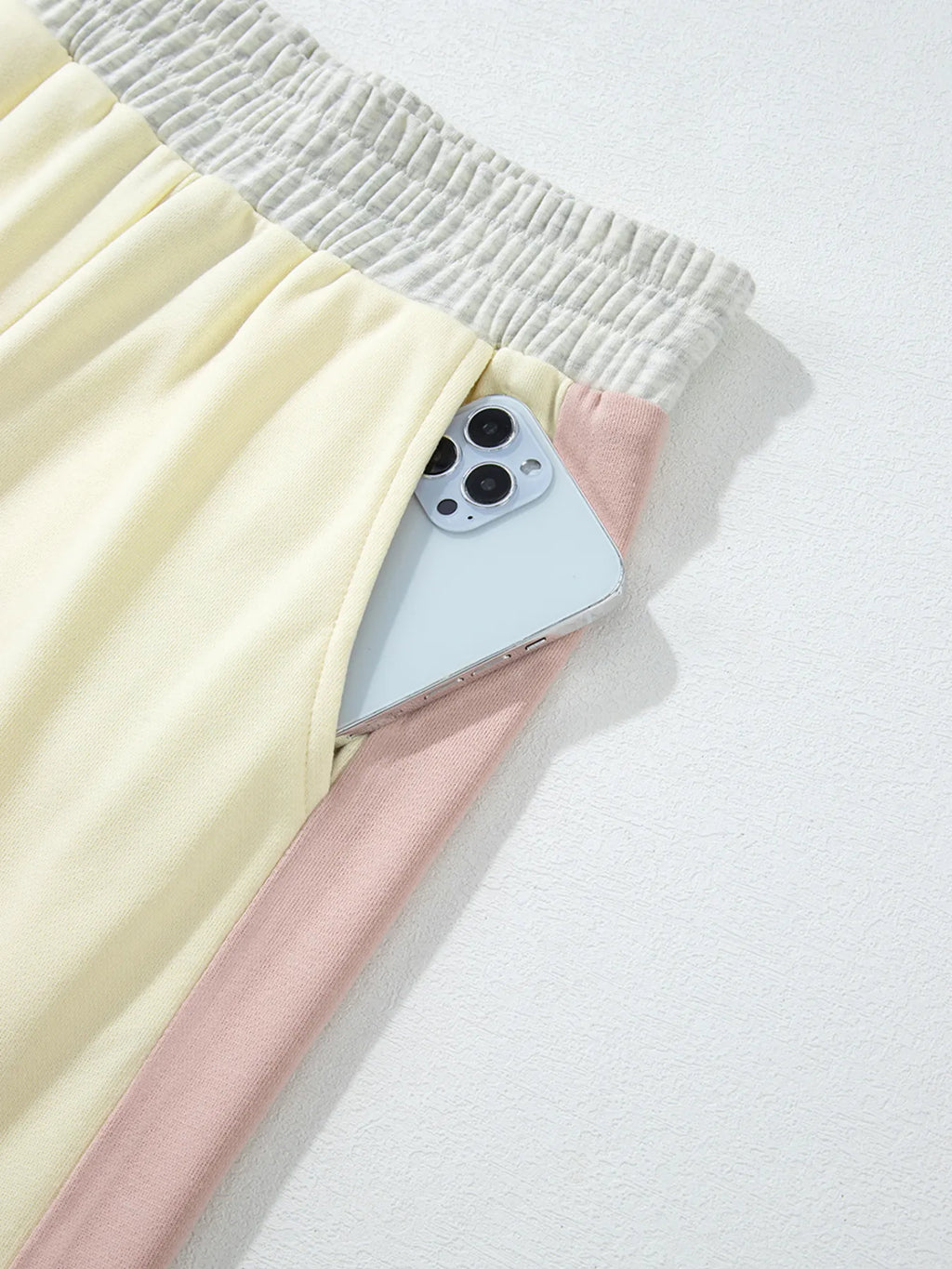 Color Block Round Neck Top and Pants Set.