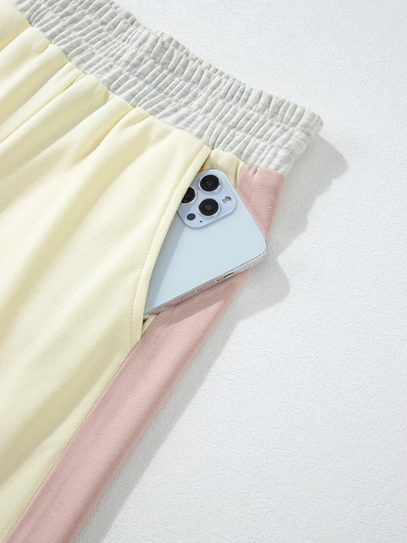 Color Block Round Neck Top and Pants Set.