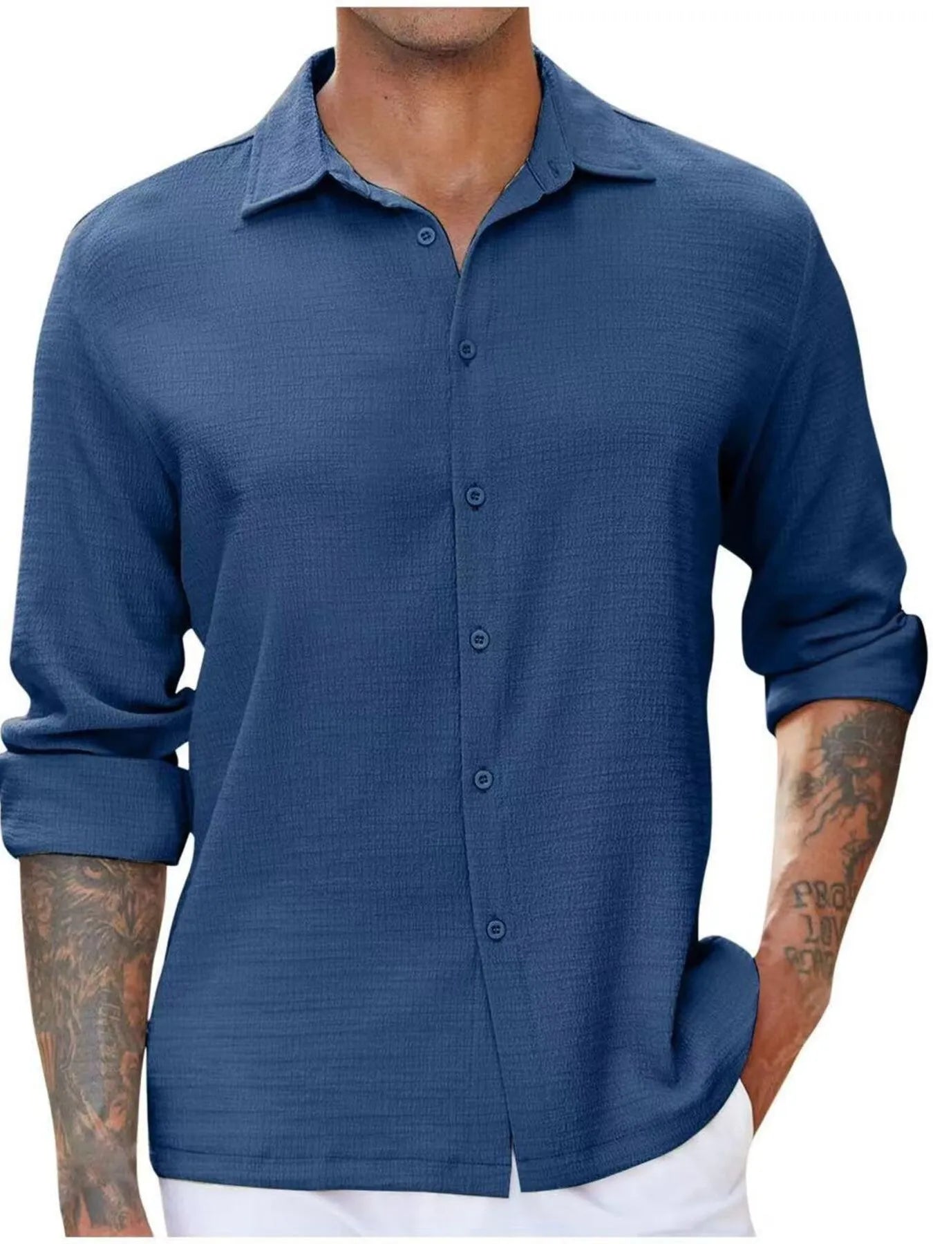 Men's Full Size Long Sleeve Button Down Shirt Plus Size.