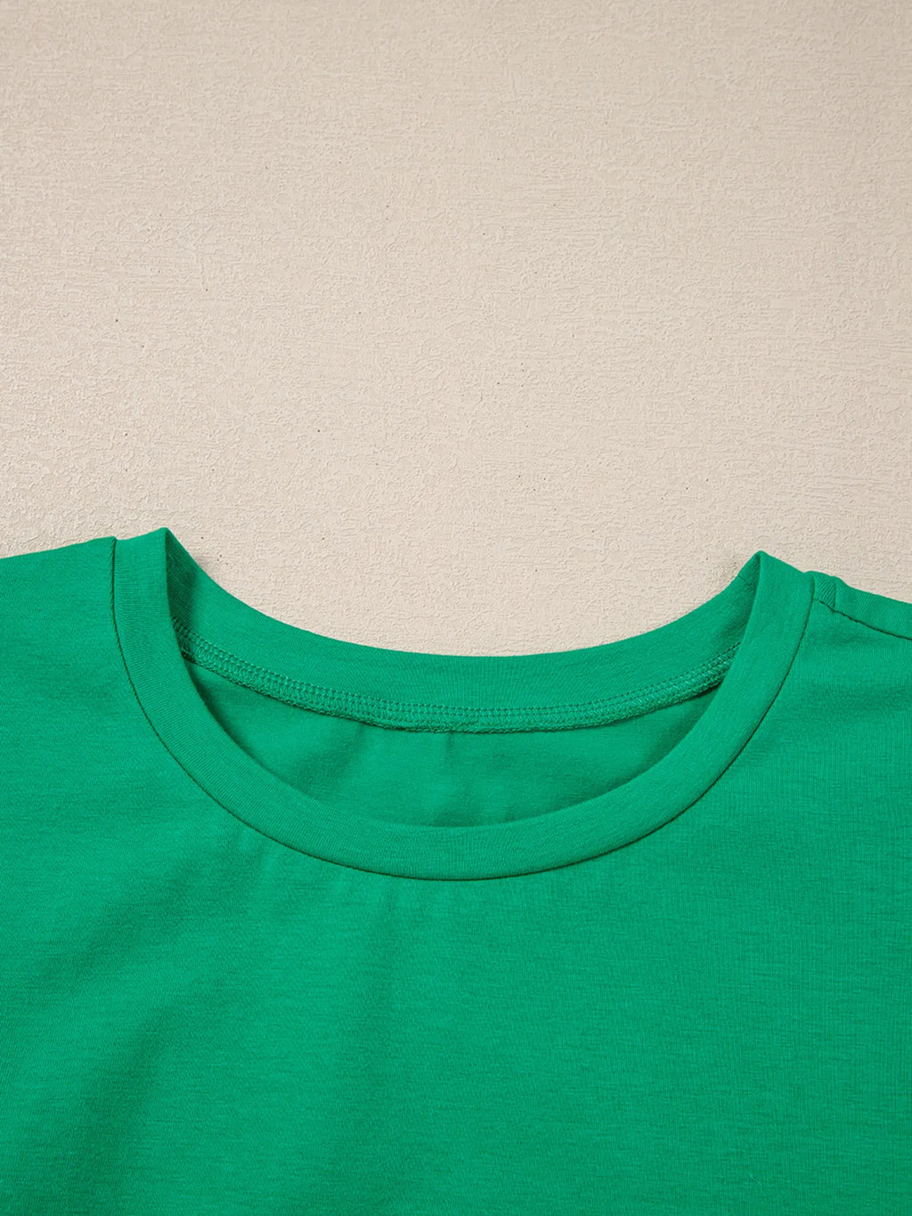 Ruffled Sleeve Slim Fit Crew Neck Top.