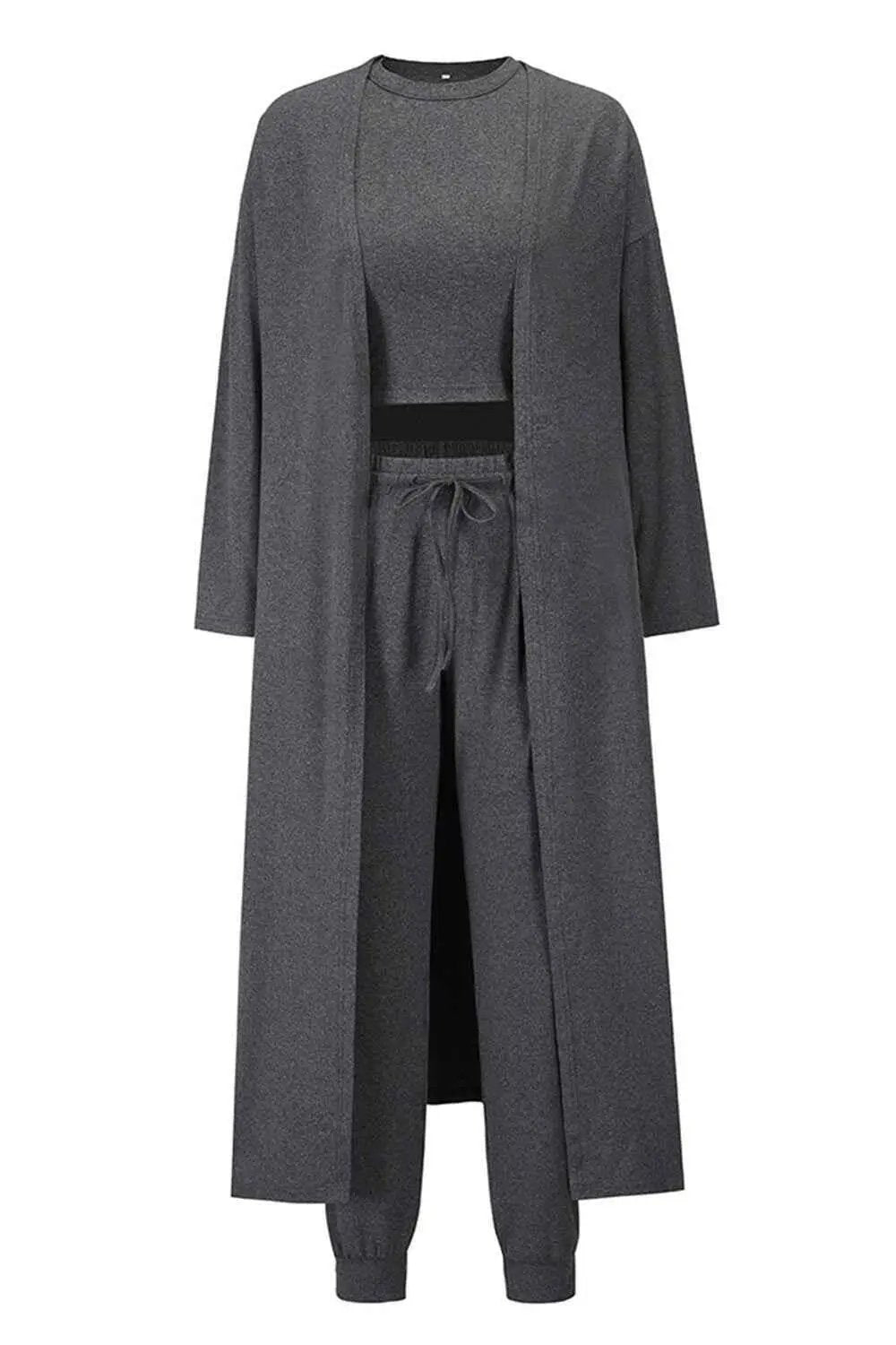 Tank, Pants, and Cardigan Set with Pockets.