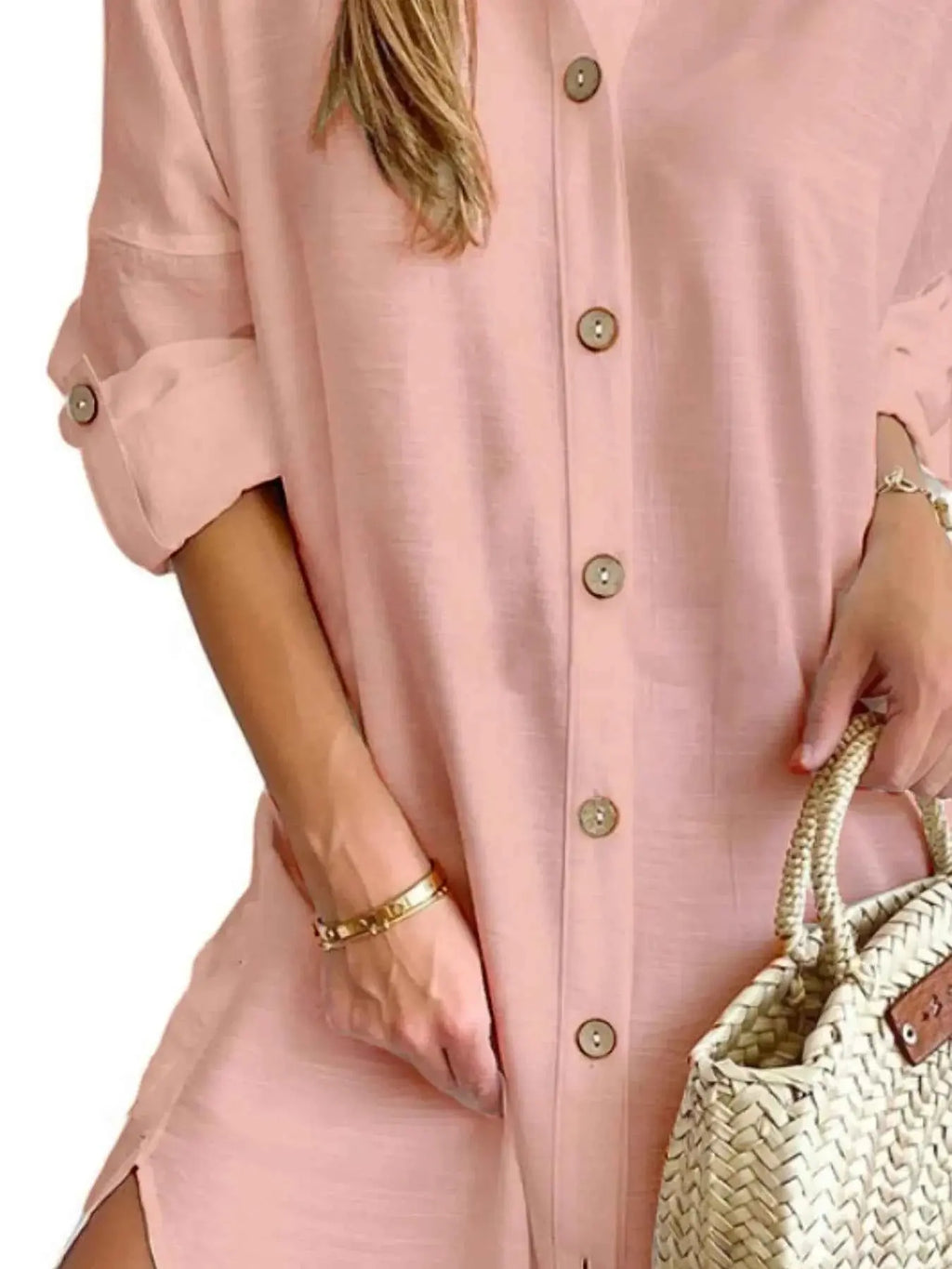 Button Down Long Sleeve Shirt Dress.