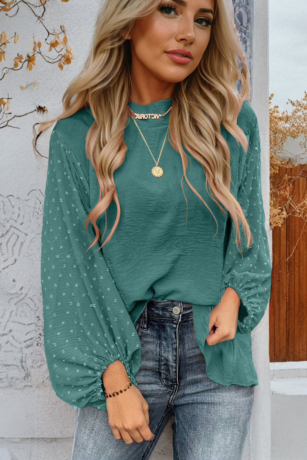 Skobeloff Swiss Dot Balloon Sleeve Loose Blouse Dear-Lover Dropshipping