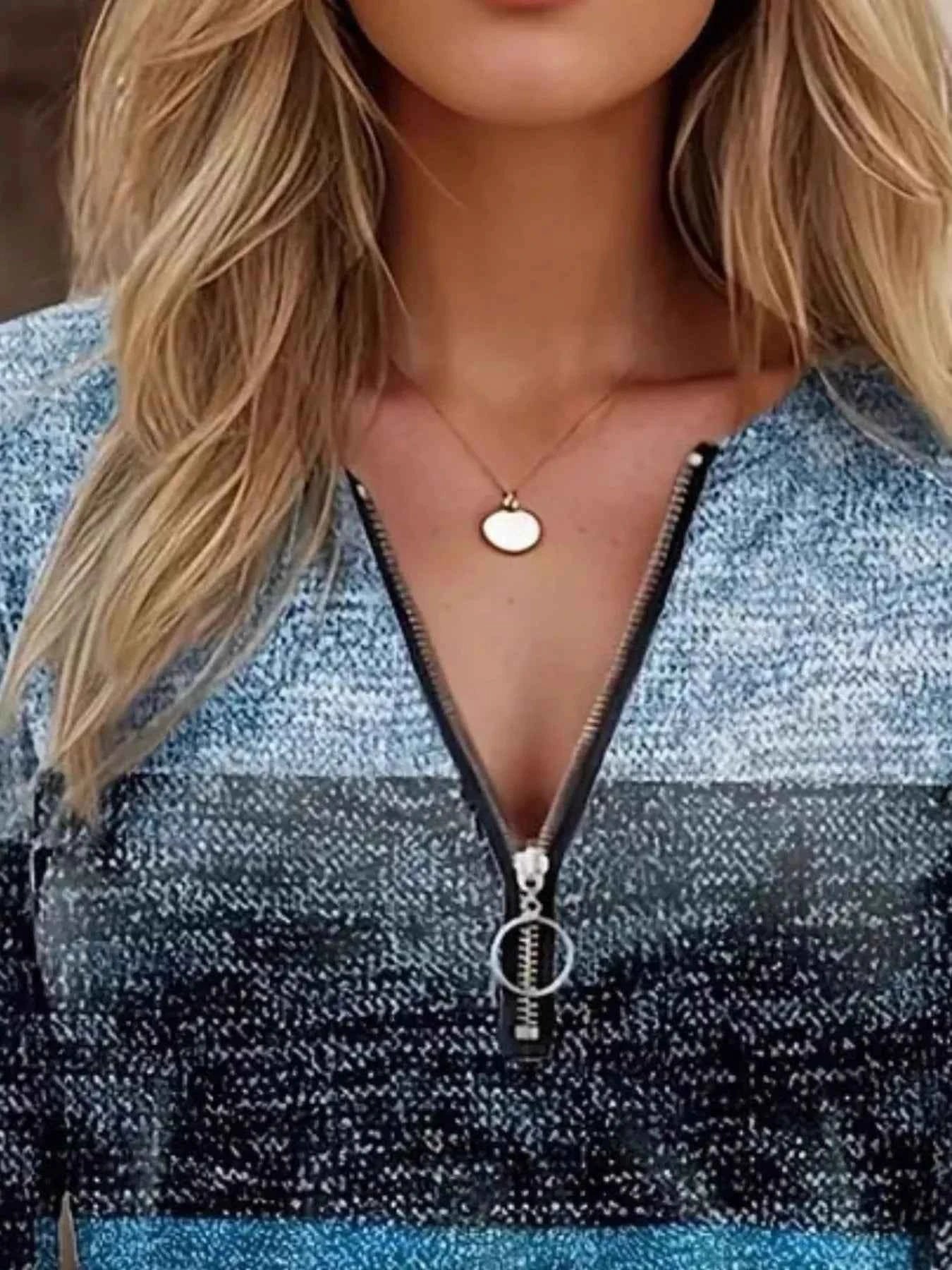 Quarter Zip Color Block Top