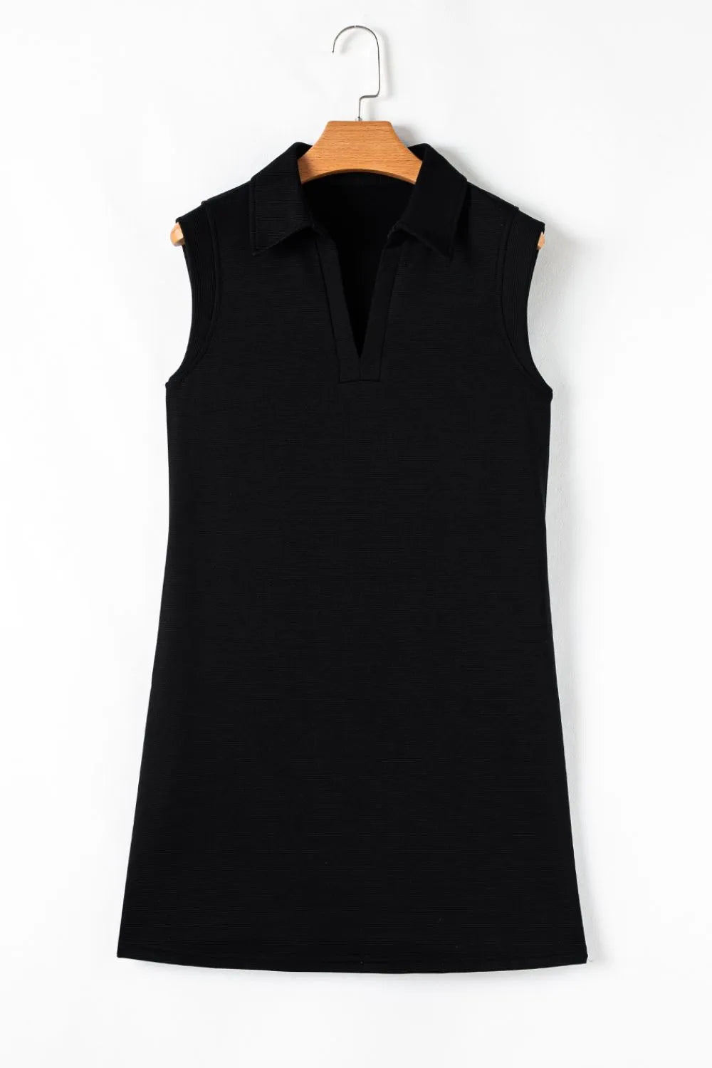 Notched Sleeveless Mini Dress.