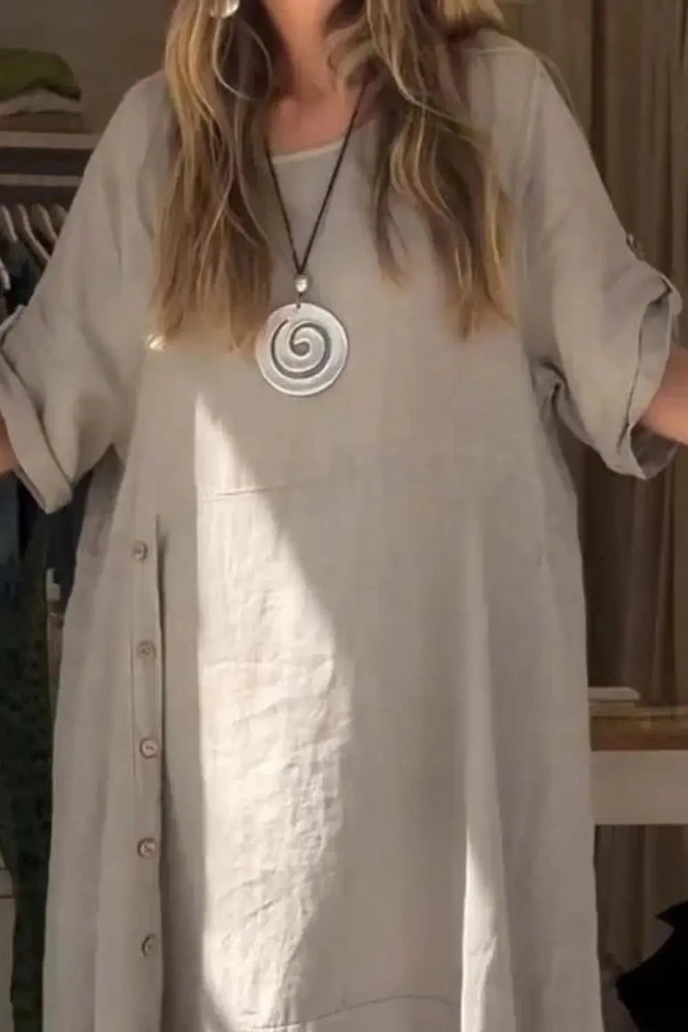 Full Size Relaxed Fit Short Sleeves Dress Plus Size.